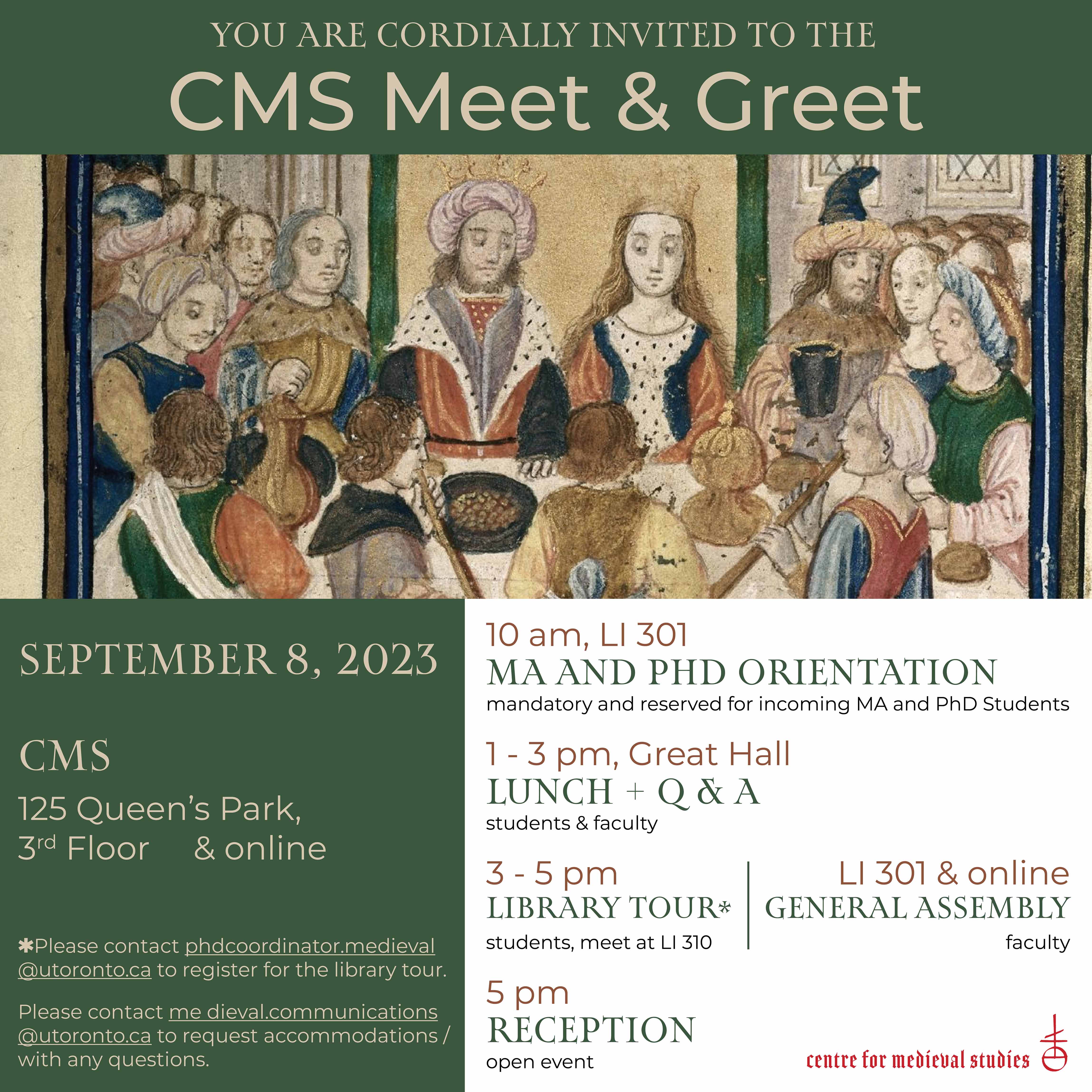 CMS Meet &amp; Greet poster - September 8