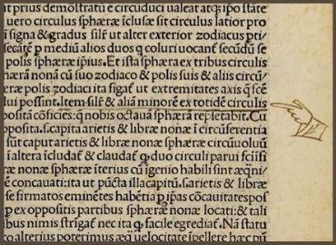 Latin Text with Hand Pointing