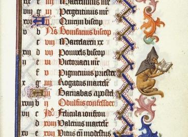 Medieval calendar with hand-drawn fox