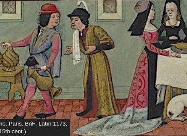 Medieval drawing of servants