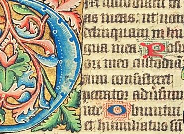 Medieval manuscript with decorated &amp;quot;D&amp;quot;