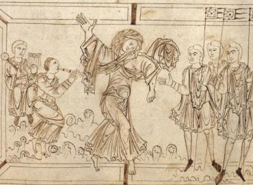 Medieval drawing of a woman dancing